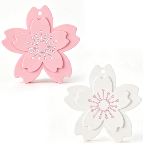 Kawaii Pot Holders for Kitchen Essentials Decor Pink Cherry Blossom Decor - size: Cherry Blossom Trivets 2pcs
