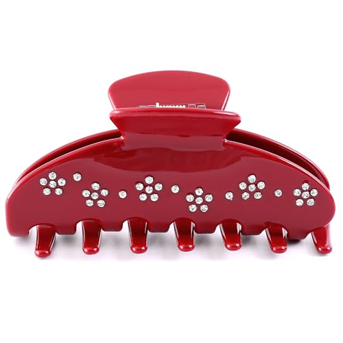 Red Claw Clips Acetate Big Hair Clips for Women Thick Hair 4In - color: red