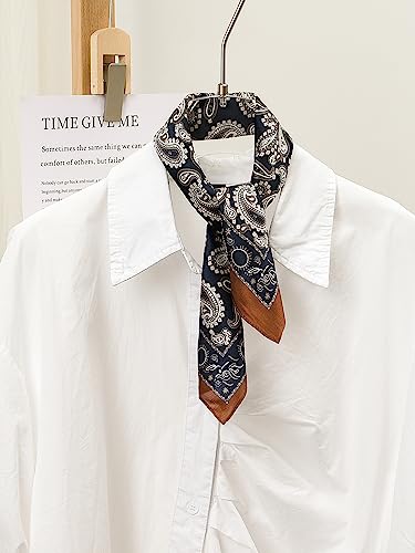 100% Mulberry Silk Scarf - 21" Square Lightweight Neckerchief, Gift Packed - color: Brown