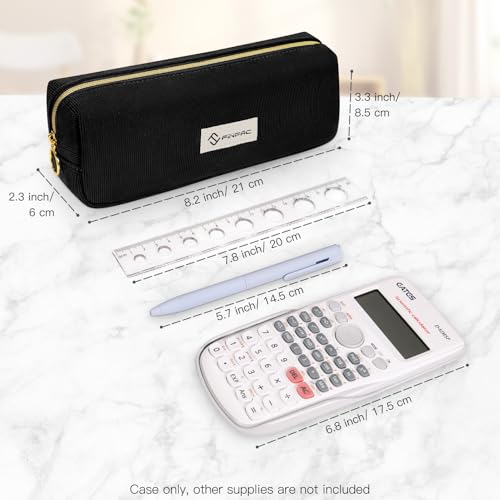 FINPAC Pencil Case, Corduroy Aesthetic Makeup Bag - color: Black