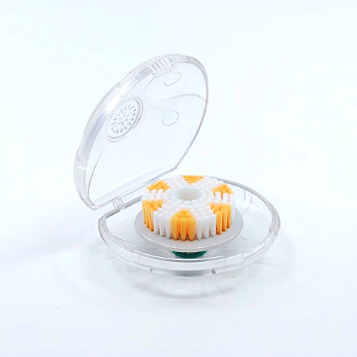 TAO Clean Replacement Exfoliator Brush Head, Replacement Head (1 Head) – Exfoliating Brush Replacement Head for the TAO Clean Electric Face Cleansing Brush and Cleaning Station, White/Orange - style: Exfoliating Replacement Head