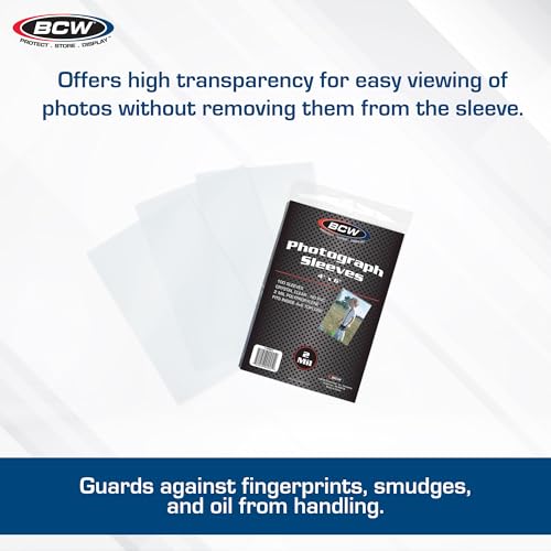 BCW 4x6 Photograph Sleeves - Pack of 100 | Archival Quality Crystal Clear Polypropylene | Acid-Free for Art Prints, Postcards, Pictures, and More!