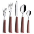 ANNOVA Silverware Set Stainless Steel Colorful Handle Tableware Kitchen Flatware Set Utensils, Includes Dinner Knives, Forks, Spoons & Dessert Spoons (Brown, 16 Pieces) - color: Brown 20Pieces