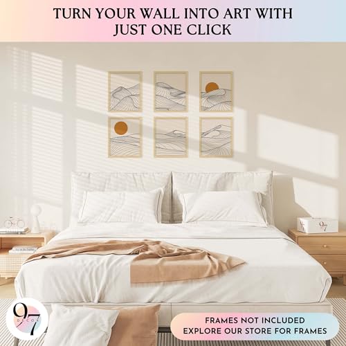 97 Decor Japandi Wall Art, Mountain Line Art, 6 Pcs 8x10 Unframed - color: Japandi Poster