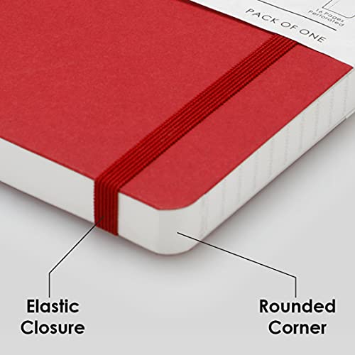 myPAPERCLIP Limited Edition A5 Checks/Square Grid Notebook | 192 Pages, 100 GSM, Soft Cover, A5 (5.83 × 8.27 in) | Flat Lay | Bookmark & Elastic Closure | Ruby - color: Ruby, style: Checks