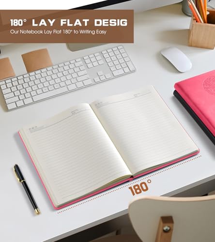Biuwory Leather Journal Notebook,256 Thick Lined Pages,Hardcover 5.7"×8.3" - color: Pink, size: Lined-256 Pages (5.7"×8.3")