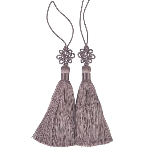 Mini Korean Silk Knot Norigae Set - 2 Pack Arirang Inspired Tassel Bag Charms in 13 Colors - Traditional Hanbok Accessories (Purple) - color: Purple