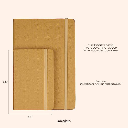 Anecdote Journal Notebook (5.5"x3.5" Pocket Size) 192 Lined Pages Hardcover - color: Mustard, size: 5.5" x 3.5"