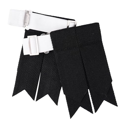 EZE Kilt Flashes for Men with Heavy Buckle Adjusters, Plain & Tartan Kilt Sock Flashes Acrylic Wool - color: Black