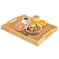 RRX Bamboo Food Serving Tray with Handles,Breakfast Bed Tray (Beige) - color: Beige