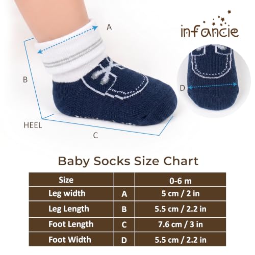 GOTS Organic Cotton Blend 12 infant socks with Grip 0-6 M Boy Non Slip Gift - color: Blue, size: 0-6 Months