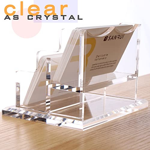 SANRUI Acrylic Business Card Holder, Clear Desk Card Display Stand 2 Slot