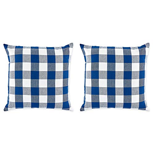 DII 100% Cotton Buffalo Check Pillow Cover Set, Navy & Cream, 20x20, 2 Piece - color: Navy & Cream