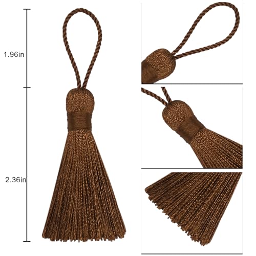 20Pcs 4.3 Inch Silky Mini Craft Tassels for Earrings, Souvenir(L-Coffee) - color: Light Coffee