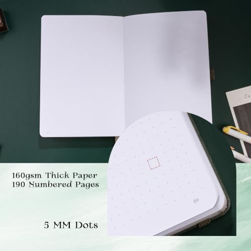 MGGAO Dotted Journal for Women Men, A5 Hardcover Dot Notebook - color: Deep Green, size: Dotted