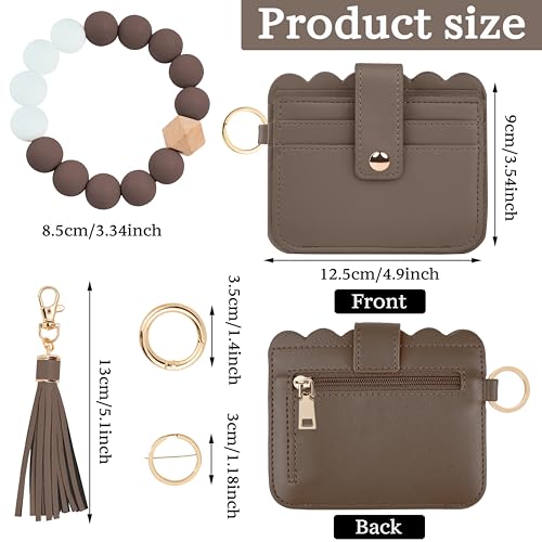 Wristlet Wallet for Women with Keychain – RFID Card Holder Small Wallet Wristlet with Key Ring - color: Cement grey, style: Classic