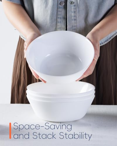 LaGlint 38 OZ White Opal Glass Soup Bowl Set of 4, 7.5 Inch - color: Angel White, size: 38 OZ - Soup Bowl