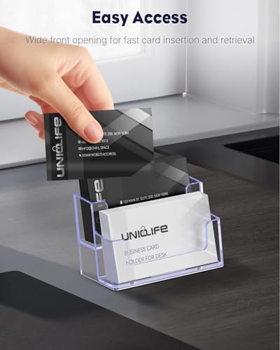 Uniclife 2 Pack Acrylic Business Card Holder for Desk, 120 Card Capacity - color: 2 Slot, size: 2 Pack