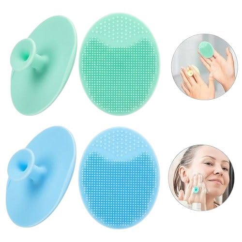 Silicone Face Scrubber 4 Pack – Soft Manual Facial Cleansing Brush for Deep Pore Exfoliating, Gentle Skin Cleanser Pad & Makeup Remover Tool for Men & Women