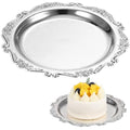Silver Serving Tray Decorative Platter, 7.86 Inch Iron Dessert Plate, Food Cupcake Vanity Jewelry Display Wedding Party