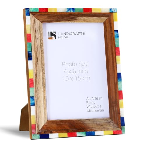 Handicrafts Home Handmade Bone Inlay & Wood Photo Frame Colorful Decor, 6x4 - color: FAIRGROUND-CIRCUS, size: 4X6