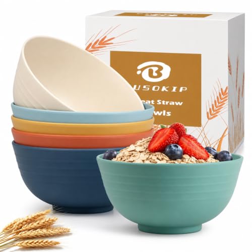 Wheat Straw Bowl 26oz, Unbreakable Cereal Bowls Set of 6 - Multi - color: Multicolor, size: 26 oz