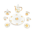 Miniature Tea Set 1/6 Scale Dollhouse Accessories Porcelain Yellow Rose - color: Yellow