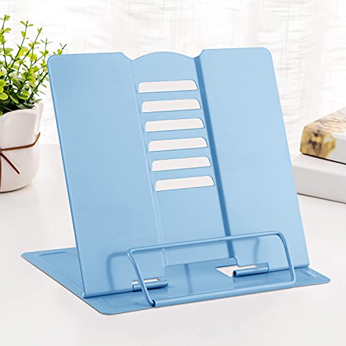 MSDADA Desk Book Stand Metal Reading Rest Book Holder Adjustable - color: Light Blue