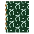 QUICQOD Dark Green Coquette Bow Spiral Notebook for Women 5.5x8.3 Inch - color: deepgreen