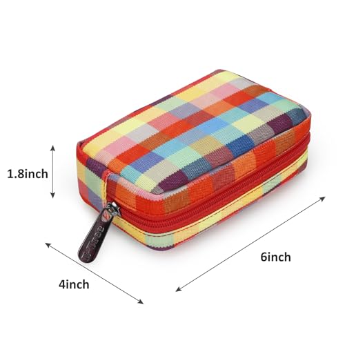 E-Tree Cute Small Makeup Bag, Cosmetic Toiletry Skin Care Make up Little Items Pouch for Purse,Zipper Mini Tech Charger Cable Electronic Organizer Case,Travel Accessories,Checkered Colorful - color: Colorful, style: Travel Makeup Bag