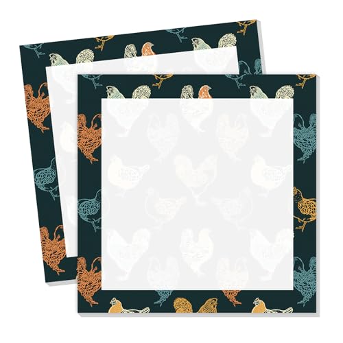Cute Sticky Notes 3 x 3 in, 2 Pack Self Stick Note Pads with Fun Patterns, Strong Adhesive Memo Pads for Office School Home, 80 Sheets per Pad Cute Chickens - color: Cute Chickens