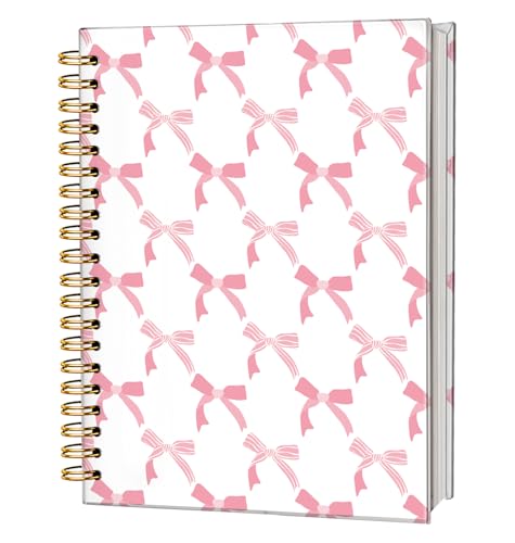 Pink Bow Coquette Journal Notebook, Preppy Pink Aesthetic Notebook Journal for Women, Pink Office Supplies, Cute Notebook, 5.5x8.3 Inch - color: 02-Pink Coquette(White)
