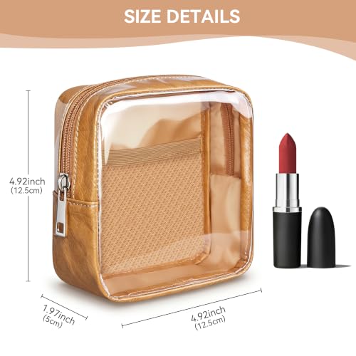 WLLWOO Clear Makeup Bag Mini Cosmetic Pouch Travel Toiletry Organizer - color: 1pcs-Mini-Brown