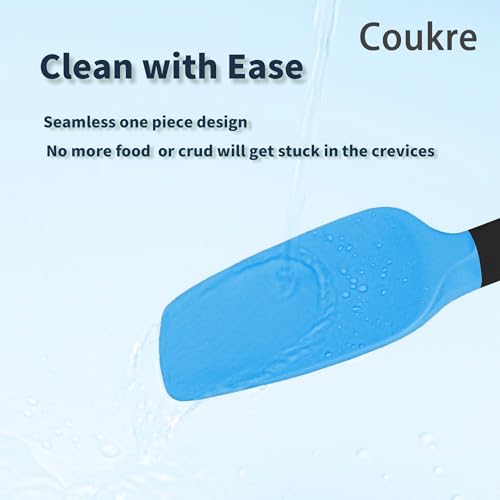 Coukre Silicone Spatula Set of 5,High Temperature Resistant, Food Grade Silicone, Dishwasher Safe, for Baking, Cooking (Blue Black) - color: Blue/Black