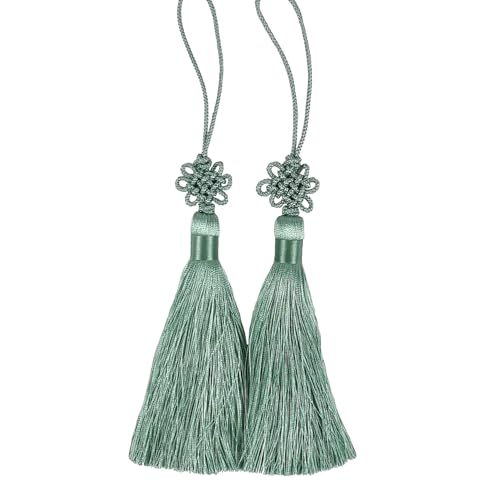 Mini Korean Silk Knot Norigae Set - 2 Pack Arirang Inspired Tassel Bag Charms in 13 Colors - Traditional Hanbok Accessories (Mint) - color: Mint