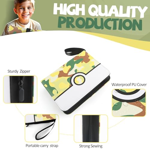 Collectible Trading Card Binder, 400 Pockets Card Holder with 50 Removable Sleeves, Portable Collection Binder Album Book Case Storage, Zipper Card Protective Sleeves for TCG, Sports Card - color: First Opportunity Camo