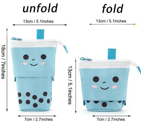 Telescopic Pencil Bag Pen Holder Pop Up Stationery Case, Stand-up Retractable Transformer Bag Standing Organizer, Great for Christmas Holiday New Year Office Bag - color: Blue