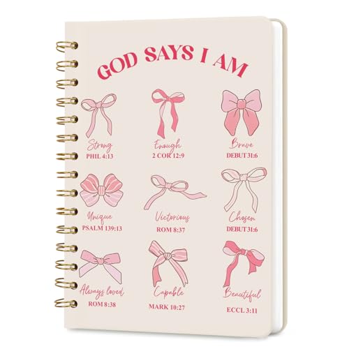 Lined Spiral Journal Notebook for Work A5, 160 Pages, Pink Bowknot - color: Bowknot Pink