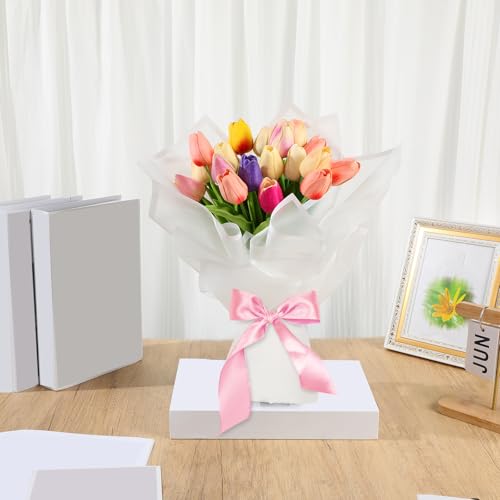 Ctosree 240Sheets Flower Wrapping Paper,Waterproof Korean Bouquet Wrap 23in - color: White