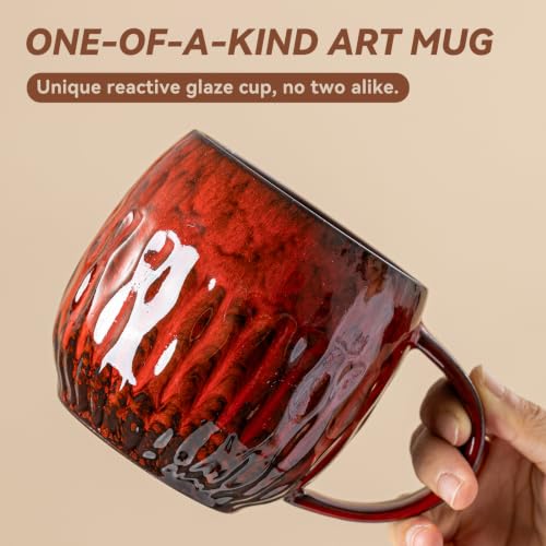 Crimson Ember Ceramic Mug, 21oz Reactive Glaze Coffee Mug, Gift for Him - color: 21OZ -A- Crimson Ember · POWER