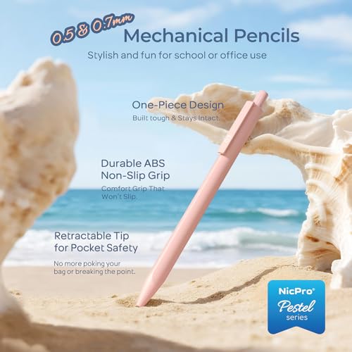 Nicpro Pastel Mechanical Pencil Set, 0.5 & 0.7mm Cute Pencils, Pack of 6 - style: 0.5mm + 0.7mm