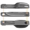 ROXON 3-in-1 Camping Utensils Set (Knife, Spoon, Fork) Titanium-Plated Grey - color: Titanium-Plated Grey