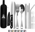 Travel Utensils With Case, 10 Pcs portable silverware set (Silver) - color: Silver, size: 10 Pieces