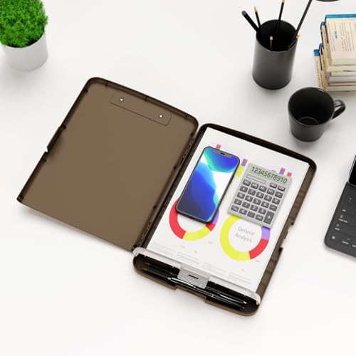 Hongri Clipboard with Storage with Pencil Case, 8.5 x 11 Storage Clip Board - color: Brown