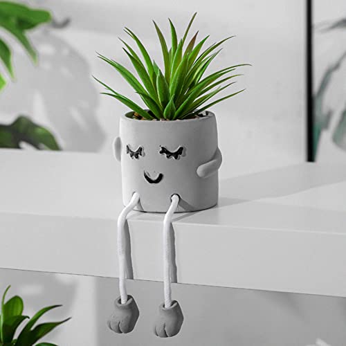 Zerzsy 3pcs Creative Artificial Succulents with Gray Flower Pots, Mini Potted Succulents for Home Office Desk Decor and Gift Choice - color: 3 Pcs Set/B