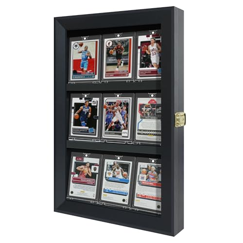 9-Card Sports Card Display Case for Graded Cards, Lockable - size: 9 Cards