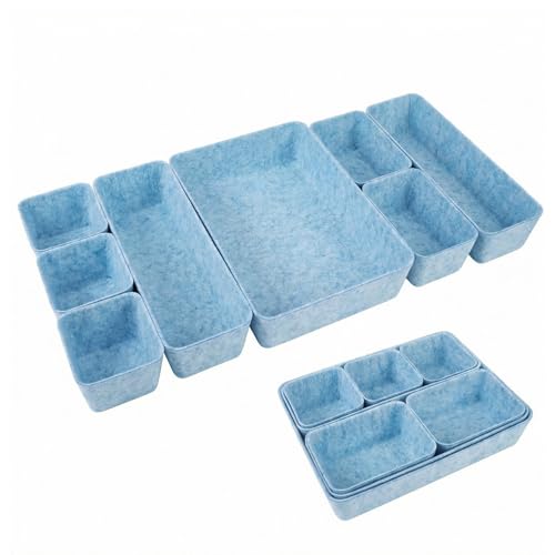 Felt Desk Drawer Organizer, 8pcs Shallow Storage Trays Bins, Office Accessories Box Inserts College Jewelry & Makeup Boxes Containers(Blue) - color: Blue