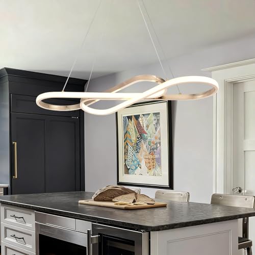Gold 29.53in Modern Dimmable LED Pendant Chandelier - color: Electroplated Gold, size: 29.53in