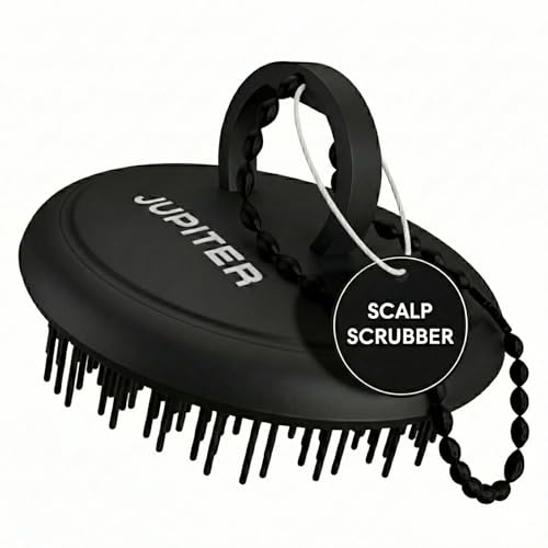 Jupiter Scalp Exfoliator - Scalp Massager Tool for Wet & Dry Hair - Ergonomic Detangler Brush - Dandruff Comb & Scrub to Remove Dandruff & Buildup and Support Circulation - Black - color: Double Black 1 Pack