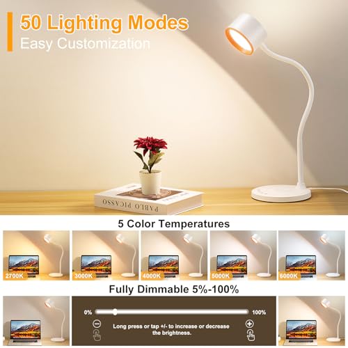 LiFMIRA Desk lamp with 2 USB Charging Ports, Touch Control Desk Light White - color: White